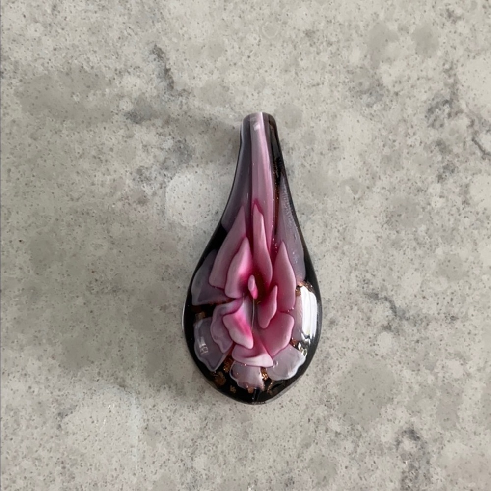 Elegant Pink Floral Glass Pendant